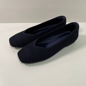 VIVAIA Square-Toe Knit Flats - Comfort & Style - Navy Blue Balletcore Size 5.5